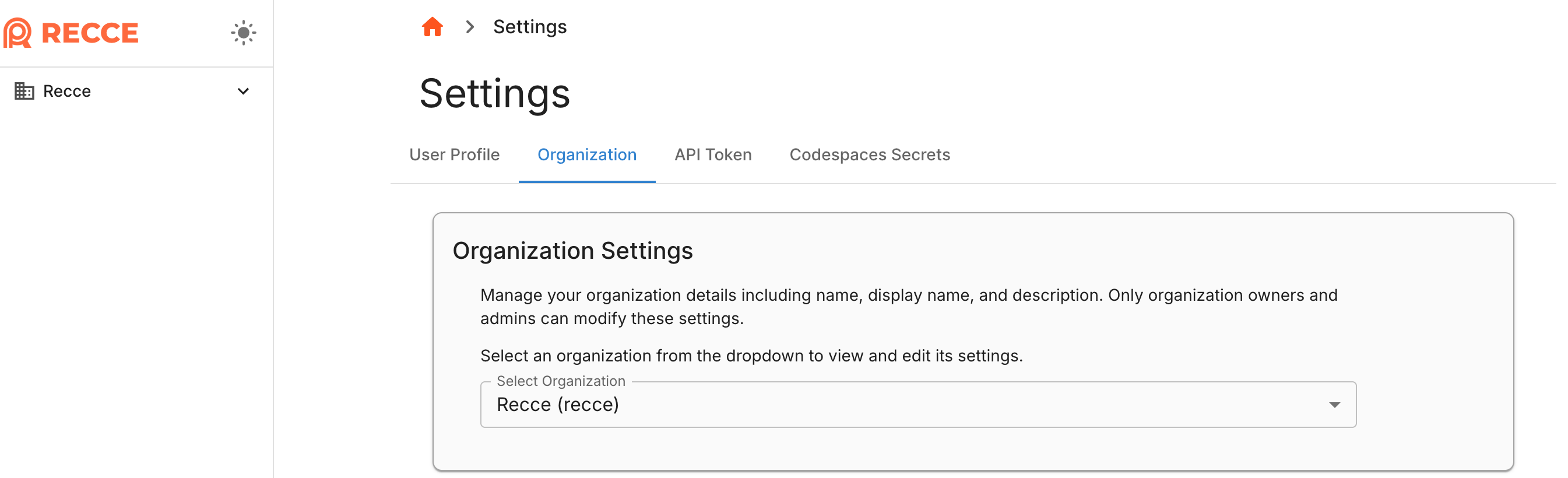 Organization Settings