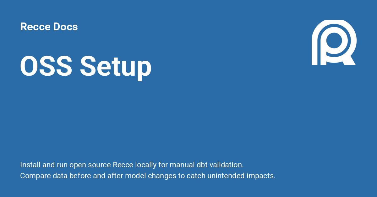 OSS Setup - Recce Docs