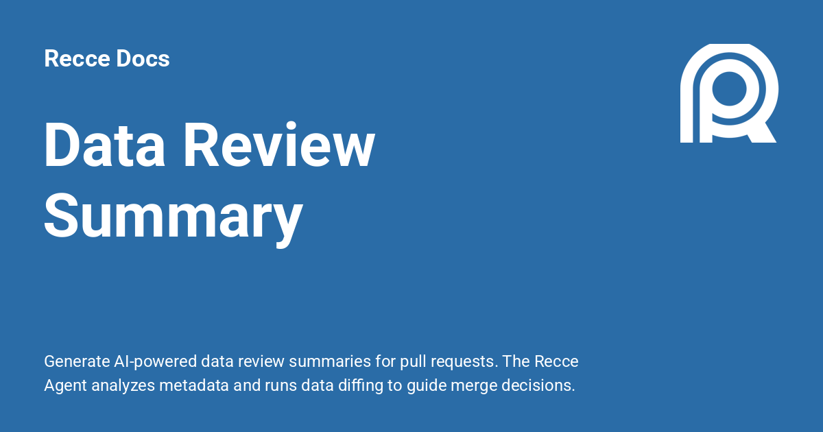 Data Review Summary - Recce Docs